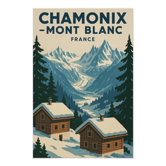 Poster Voyage CHAMONIX — MONT BLANC (Devant)