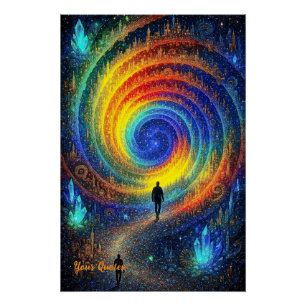 Poster Voyage Cosmique Galaxie Arc-en-Ciel Lumière Surréa