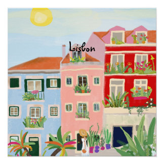 Poster Voyage de Lisbonne coloré