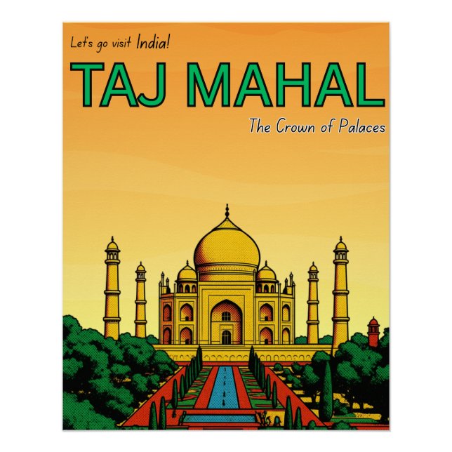Poster Voyage Inde Agra Taj Mahal  (Devant)