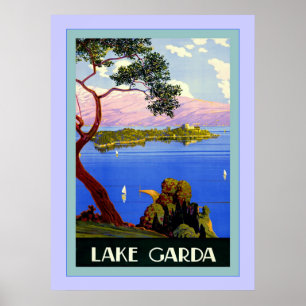 Poster Voyage italien vintage de ~ de policier de lac