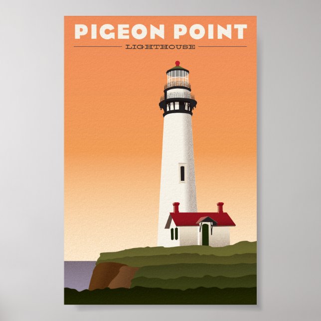 Poster voyage Pigeon Point Lighthouse Vintage (Devant)