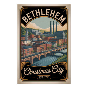 Poster Voyage Rétro à Bethlehem Pennsylvanie