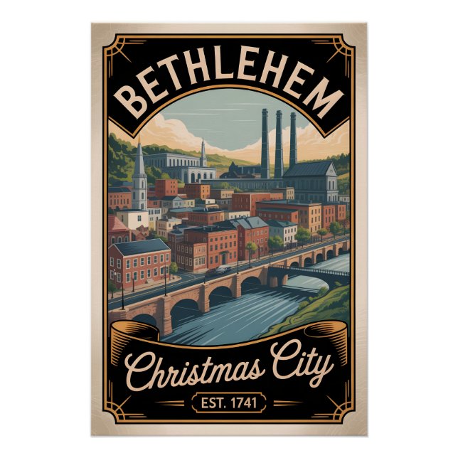 Poster Voyage Rétro à Bethlehem Pennsylvanie (Devant)