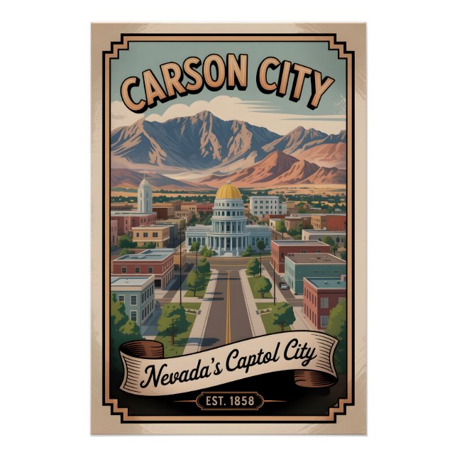 Poster Voyage Rétro à Carson City Nevada (Devant)