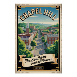 Poster Voyage Rétro à Chapel Hill Caroline du Nord