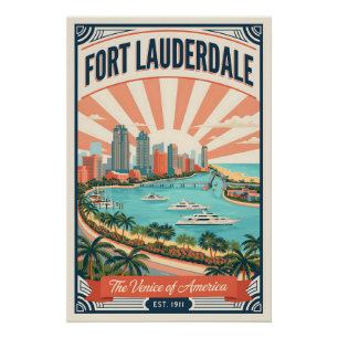 Poster Voyage Rétro à Fort Lauderdale Floride