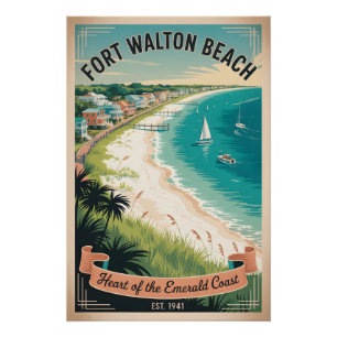 Poster Voyage Rétro à Fort Walton Beach Floride
