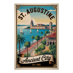 Poster Voyage Rétro à St. Augustine Floride