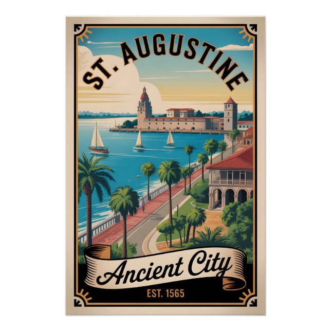 Poster Voyage Rétro à St. Augustine Floride (Devant)