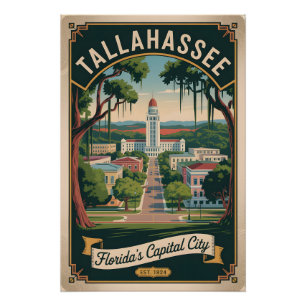Poster Voyage Rétro à Tallahassee en Floride