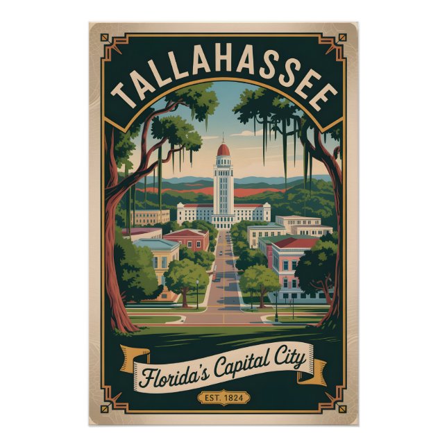 Poster Voyage Rétro à Tallahassee en Floride (Devant)