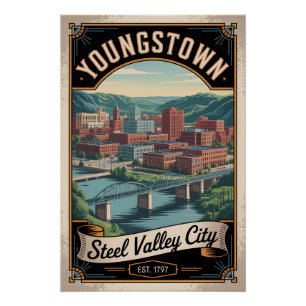 Poster Voyage Rétro à Youngstown Ohio
