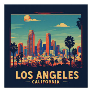 Poster Voyage Rétro Los Angeles Californie