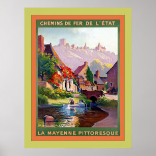 Poster Voyage vintage de Français de ~ de la Mayenne de