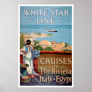 Poster Voyage vintage, ligne blanche d'étoile