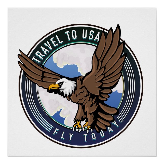 Poster Voyager aux États-Unis Logo Fly today (Devant)