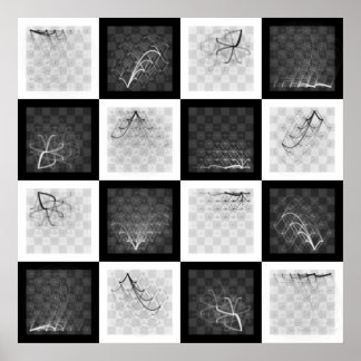 Poster Voyages d'échecs (pièces noires et blanches)