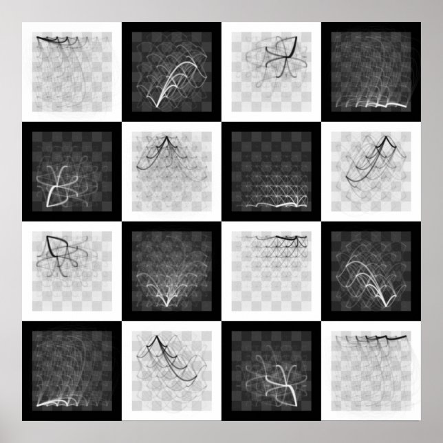 Poster Voyages d'échecs (pièces noires et blanches) (Devant)