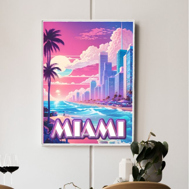 Poster Voyages Vaporwave à Miami (Créateur téléchargé)
