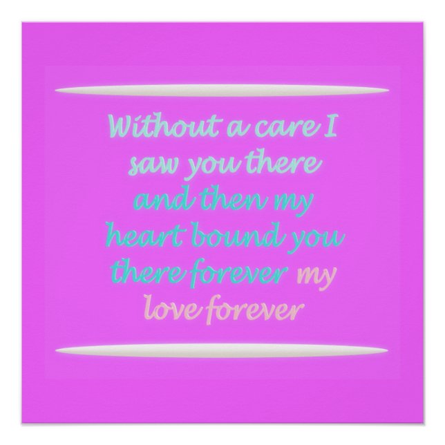 Poster Vrai romance poème motif rose (Devant)