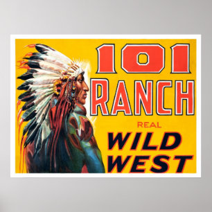 Poster Vrai spectacle du Far West, 1910. Publicité ancien