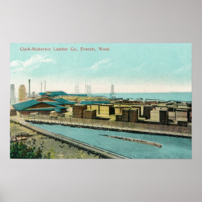 Poster Vue aérienne de Clark-Nickerson Lumber Co (Devant)