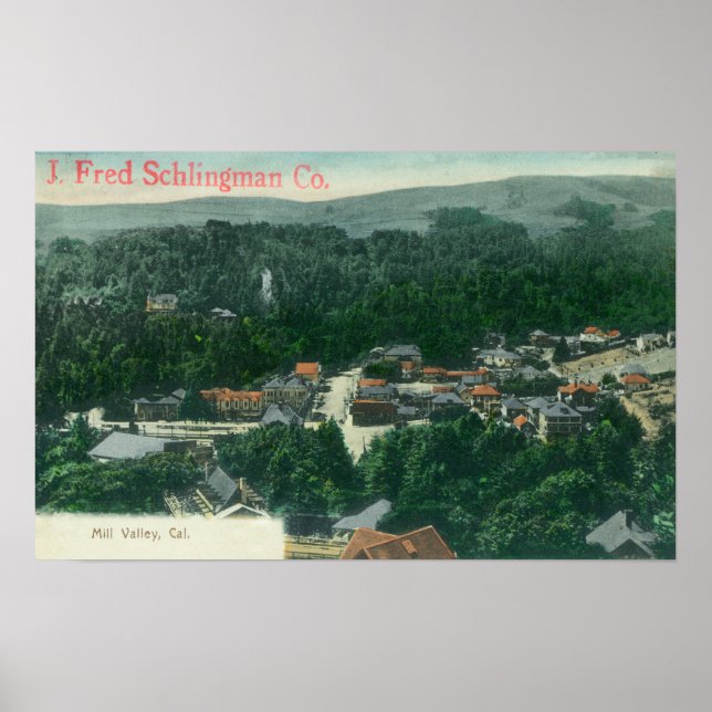 Poster Vue aérienne de Mill ValleyMill Valley, CA (Devant)