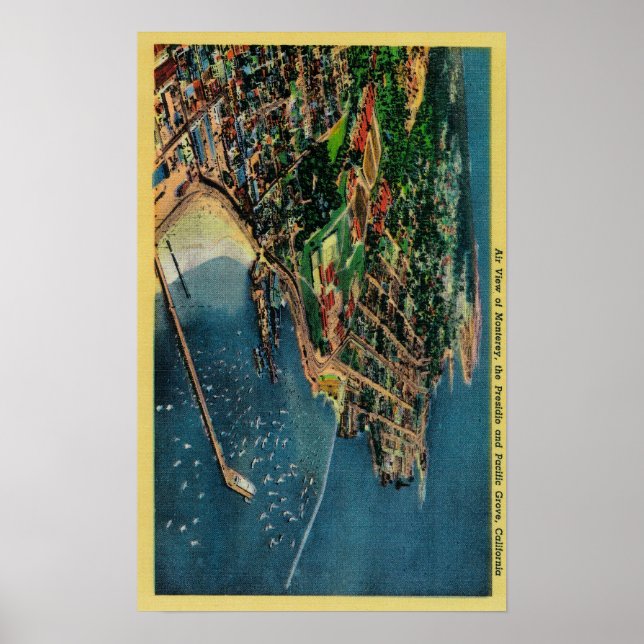 Poster Vue aérienne de Monterey et Presido (Devant)