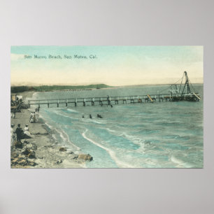 Poster Vue aérienne de plage et de pilier de San Mateo