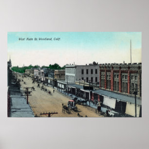 Poster Vue aérienne de West Main StreetWoodland, CA