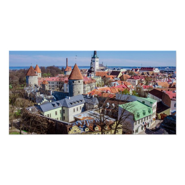 Poster Vue aérienne du centre de Tallinn (Devant)