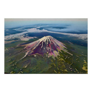 Poster Vue aérienne du mont Fuji - Japon artistique