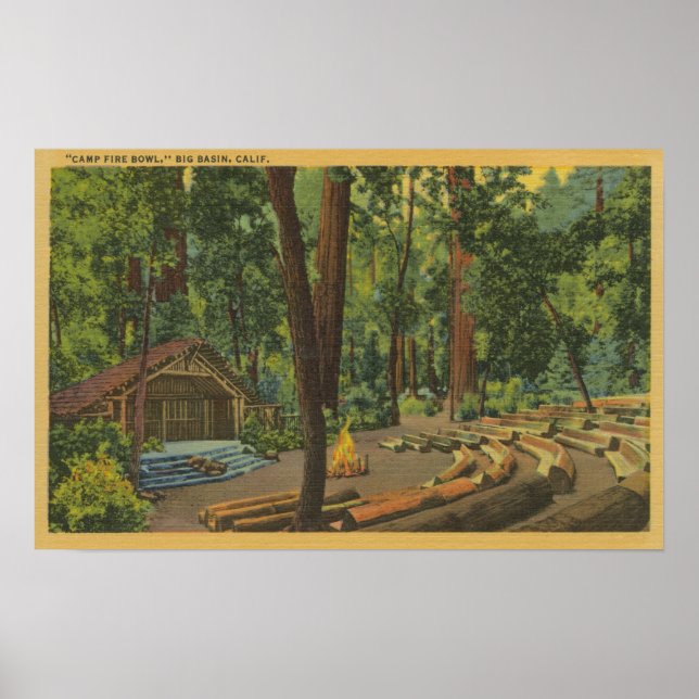 Poster Vue "Camp Fire Bowl" de Big Basin, Californie (Devant)