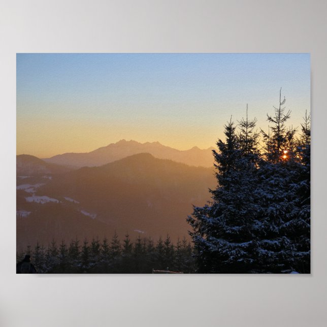 Poster Vue coucher de soleil sur les Tatras (Devant)