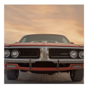 Poster Vue coucher de soleil vintage