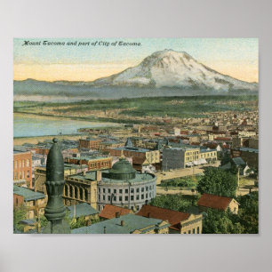 Poster Vue cru 1911 de Tacoma, Washington
