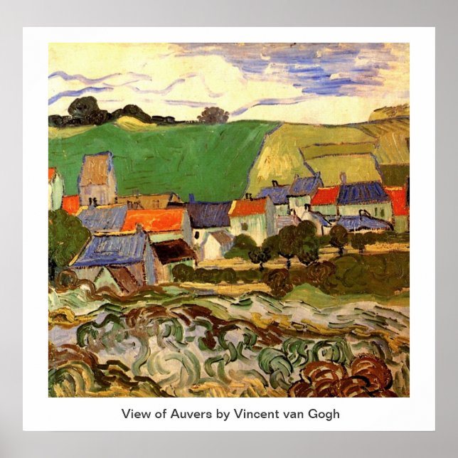 Poster Vue d'Auvers Vincent van Gogh (Devant)