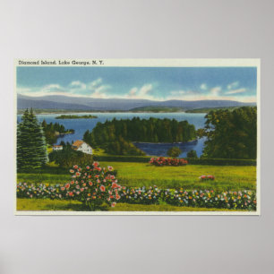 Poster Vue de Hillside d'île et de lac de diamant