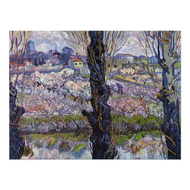 Poster Vue de jardin fleuri d'Arles de Van Gogh (Devant)