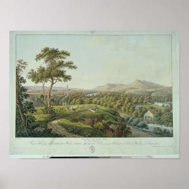 Poster Vue de Jena de Rasenhuehlberg, vers 1810 (Devant)