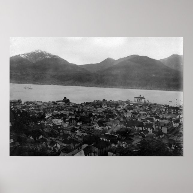 Poster Vue de Juneau, Alaska et S.S. Burnside à (Devant)