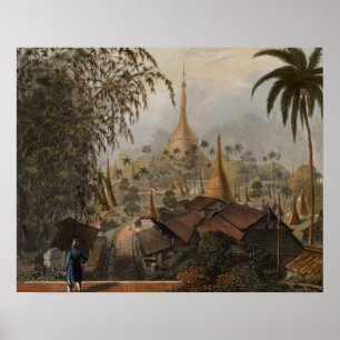 Poster Vue de la grande pagoda de Dagon et du Scener