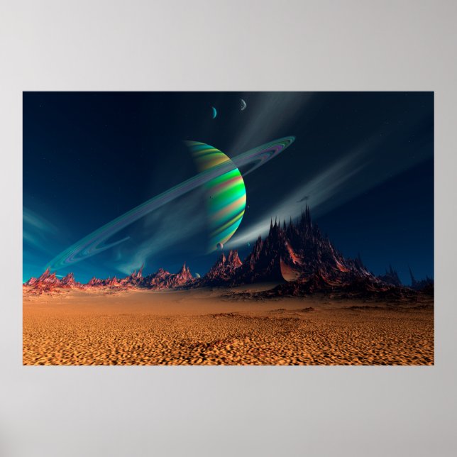 Poster Vue de la lune sur la planète (Devant)
