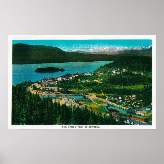 Poster Vue de la ville de Cordova, AlaskaCordova, AK (Devant)