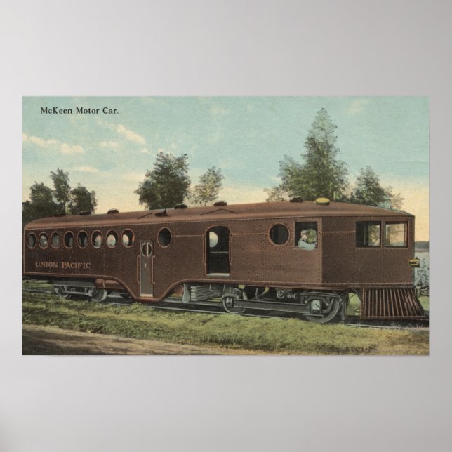 Poster Vue de l'autorail McKeen de l'Union Pacific Railro (Devant)