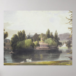 Poster Vue de l'eau de la Virginie avec des temples de