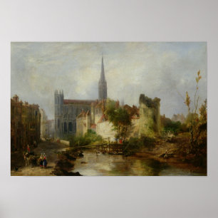 Poster Vue de l'église Saint-Pierre, Caen, 1841