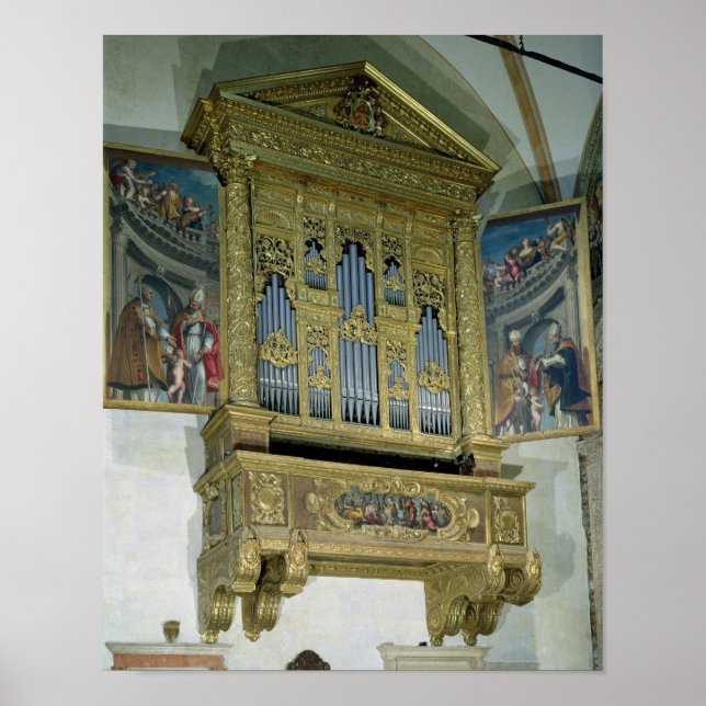 Poster Vue de l'orgue de l'église, c.1590 (Devant)