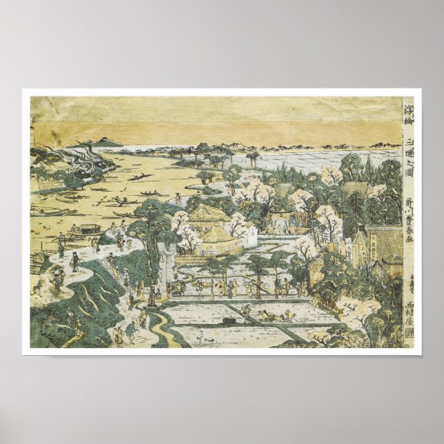 Poster Vue de Mimeguri, Toyoharu, 1780 (Devant)